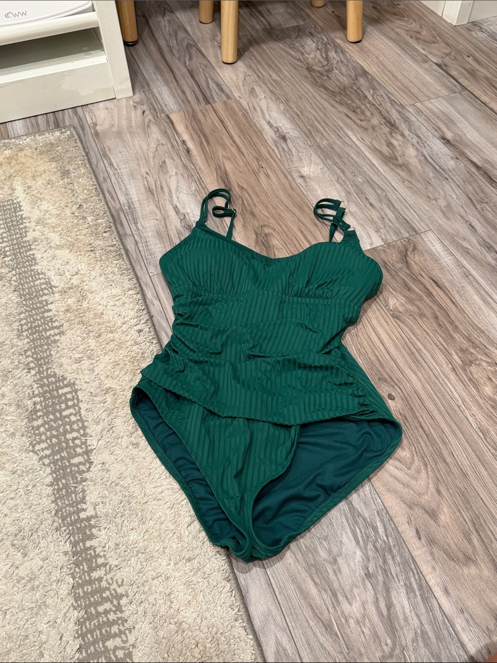 Ellen Tracy Emerald Green Ribbed One-Piece Swimsuit